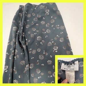 Vtg 90s Basics Floral Wrap Skirt M Made in USA Rayon Boho Cottagecore Maxi